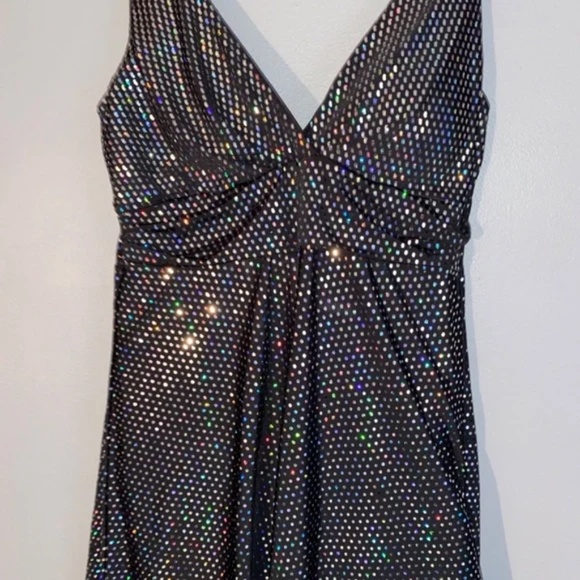 BODY CENTRAL Holographic Sparkle Sequin Party Dress Small Disco 70s Look - Picture 4 of 13